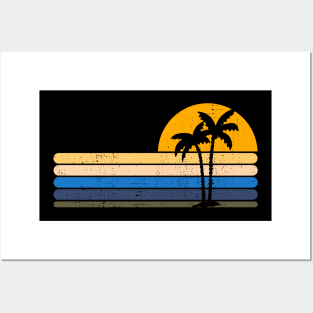 Retro Palm Tree Sunset Palmes Traveling Holiday Posters and Art